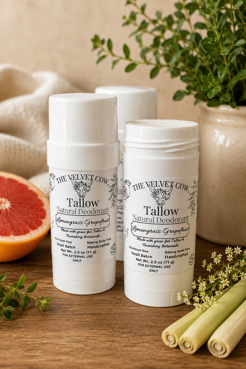 All Natural Tallow Deodorant | Lemongrass Grapefruit | Aluminum Free